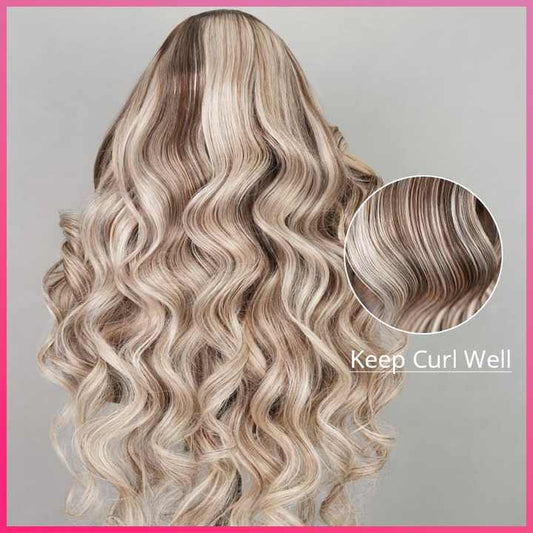 Glueless Wigs Low Price Cold Ash Blonde Hair Highlighted Soft Keratin Layers Aligned Human Hair Lace Front Wigs For Women