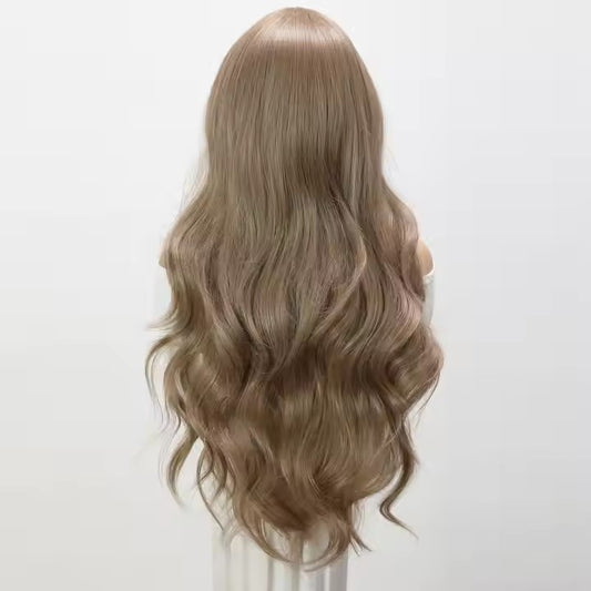 Popular Fashion Hair Synthetic Wig Europe and America Beige Large Wave High Temperature Silk Wig for Black Women