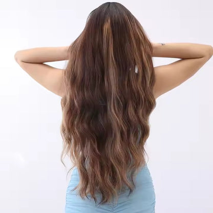 Fashion Wigs Brown Gradient Wavy Curly Hair Synthetic Women White Women Wigs